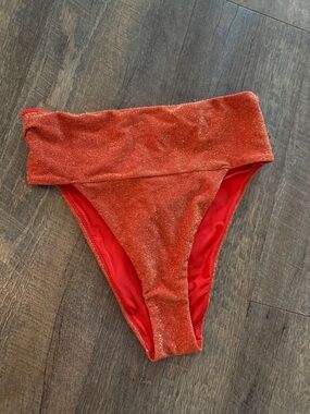 aerie Glitter Red Foldover Bikini Bottoms